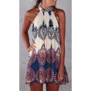Living Doll High Neck Boho Tapestry Summer Dress